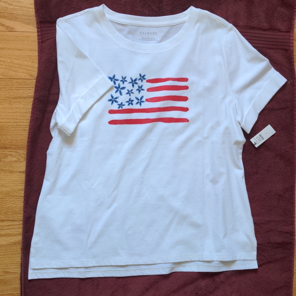 Talbots high-low tee with charming flag graphic - NWT - Picture 3 of 7